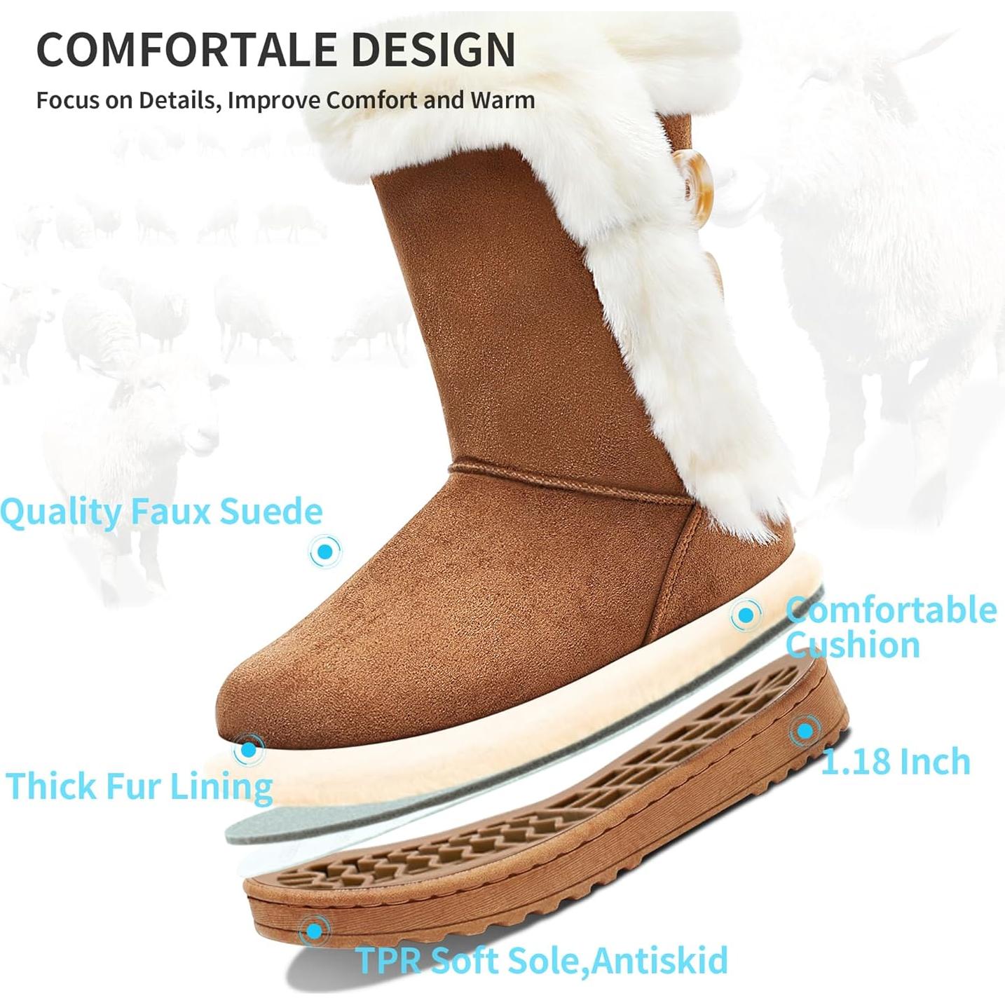 Botas de Nieve para Mujeres Obtaom Ante Sintético 7.5