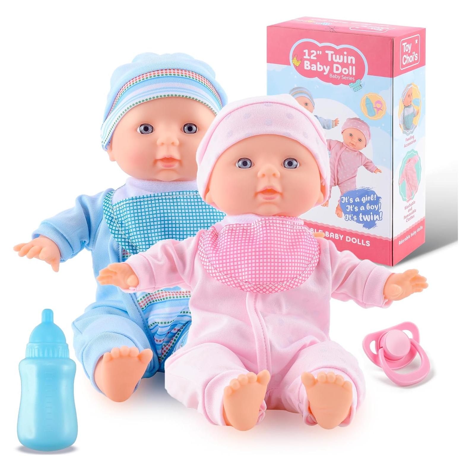 Muñeca Bebé Gemela Toy Choi 30 cm Cuerpo Suave Accesorios