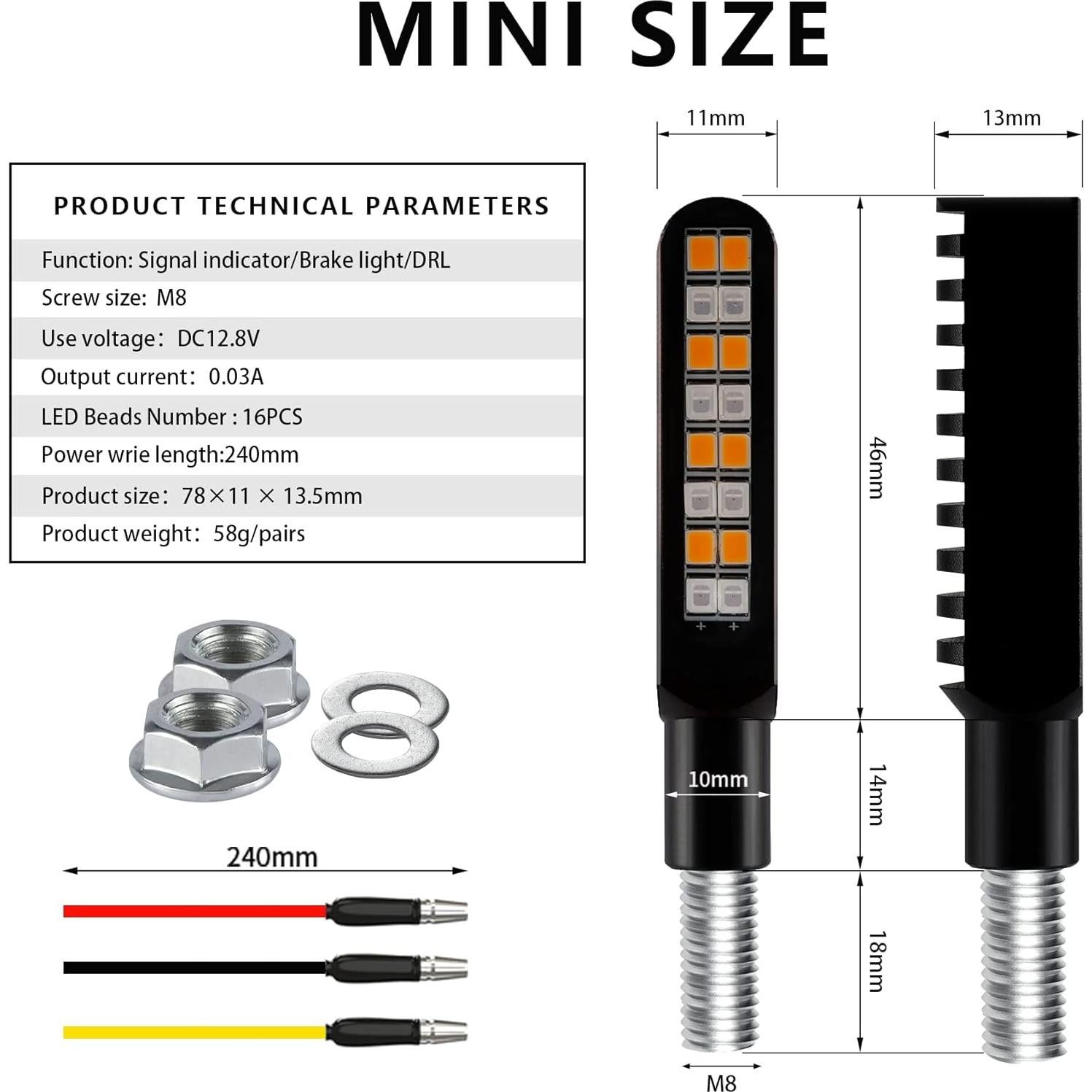 Luces de Giro LED iFunyLED 12V Rojo y Ámbar para Motocicleta