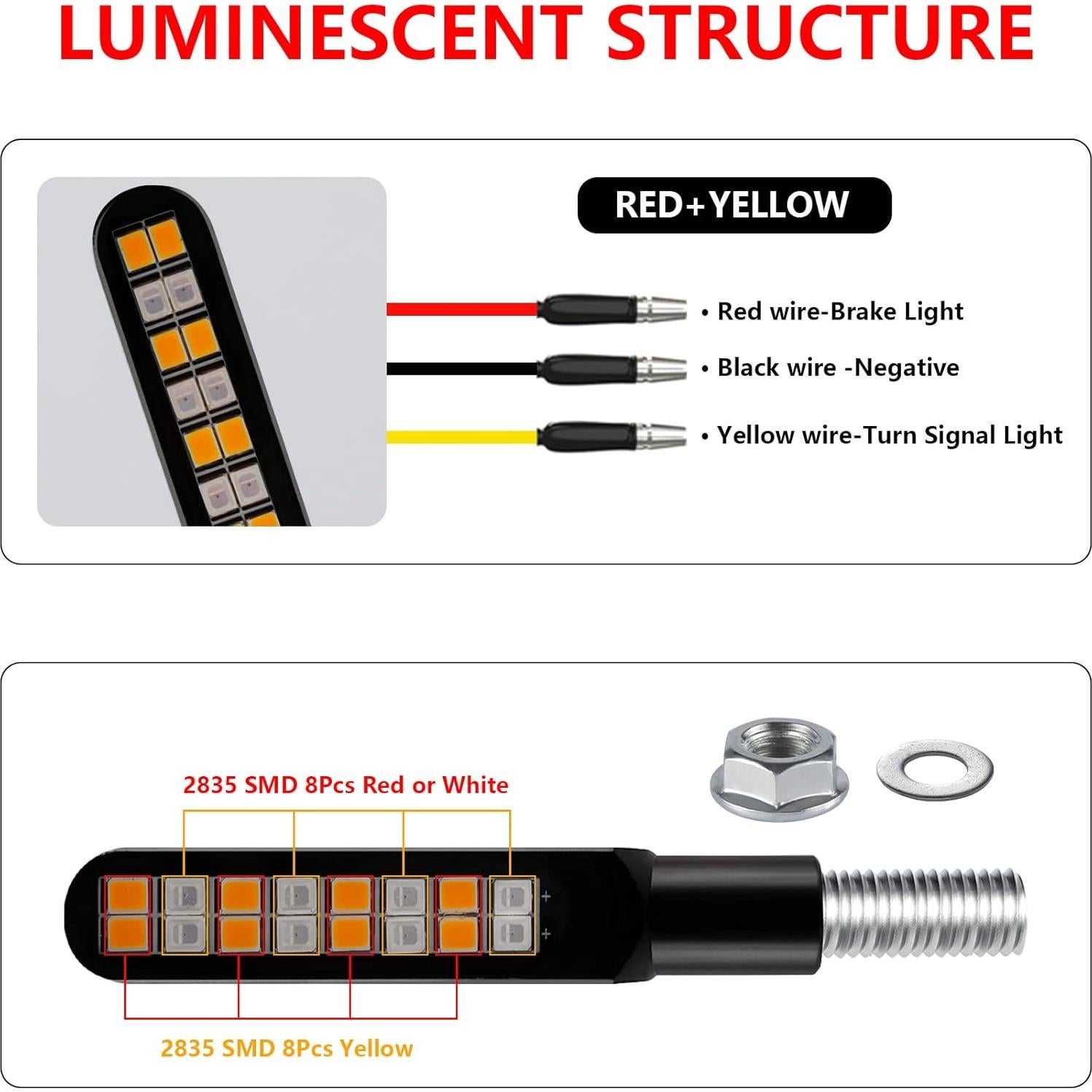 Luces de Giro LED iFunyLED 12V Rojo y Ámbar para Motocicleta
