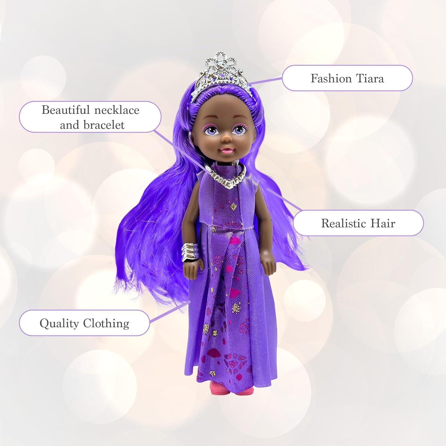 Conjunto de 6 Muñecas Princesas Pequeñas con Tiaras - 13.97 cm