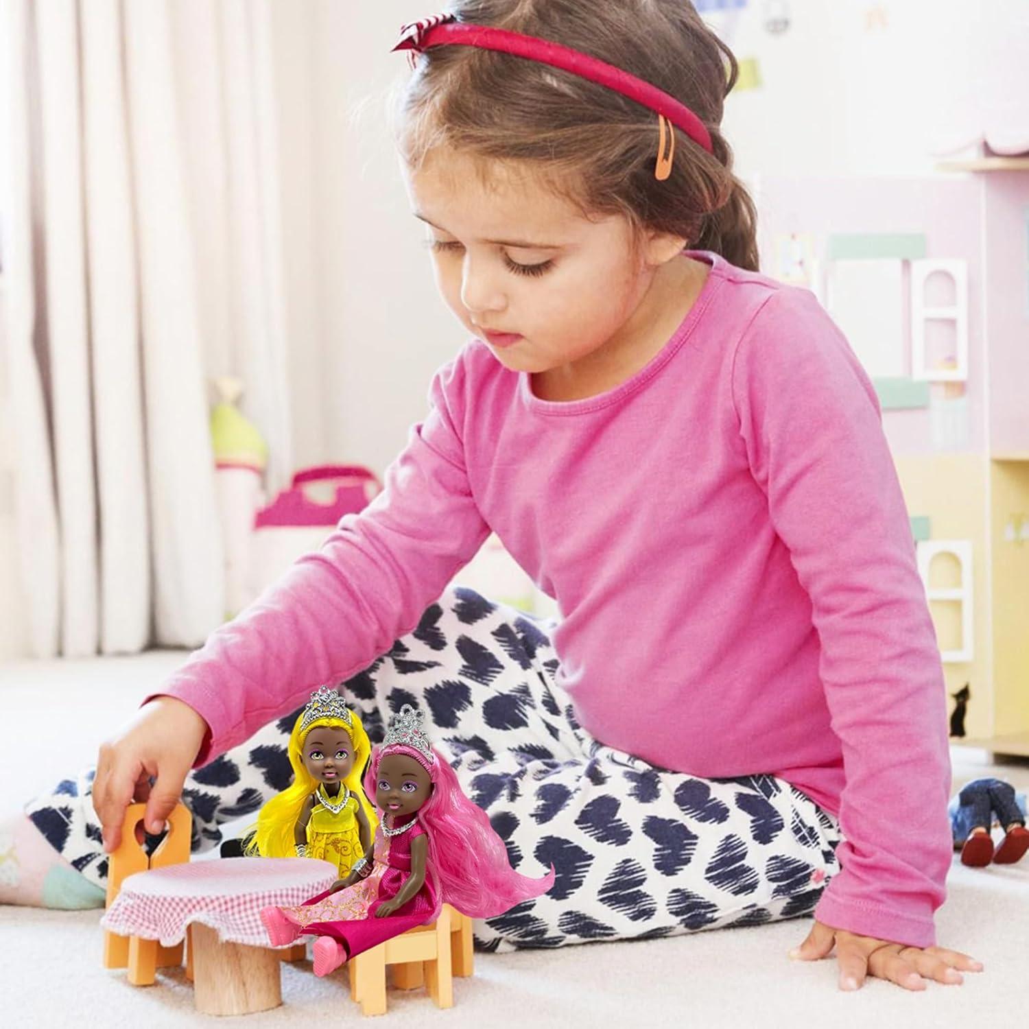 Conjunto de 6 Muñecas Princesas Pequeñas con Tiaras - 13.97 cm