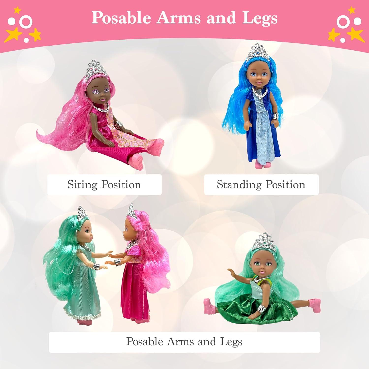 Juego de Muñecas Princesas Pequeñas - 9 Figuras con Tiara