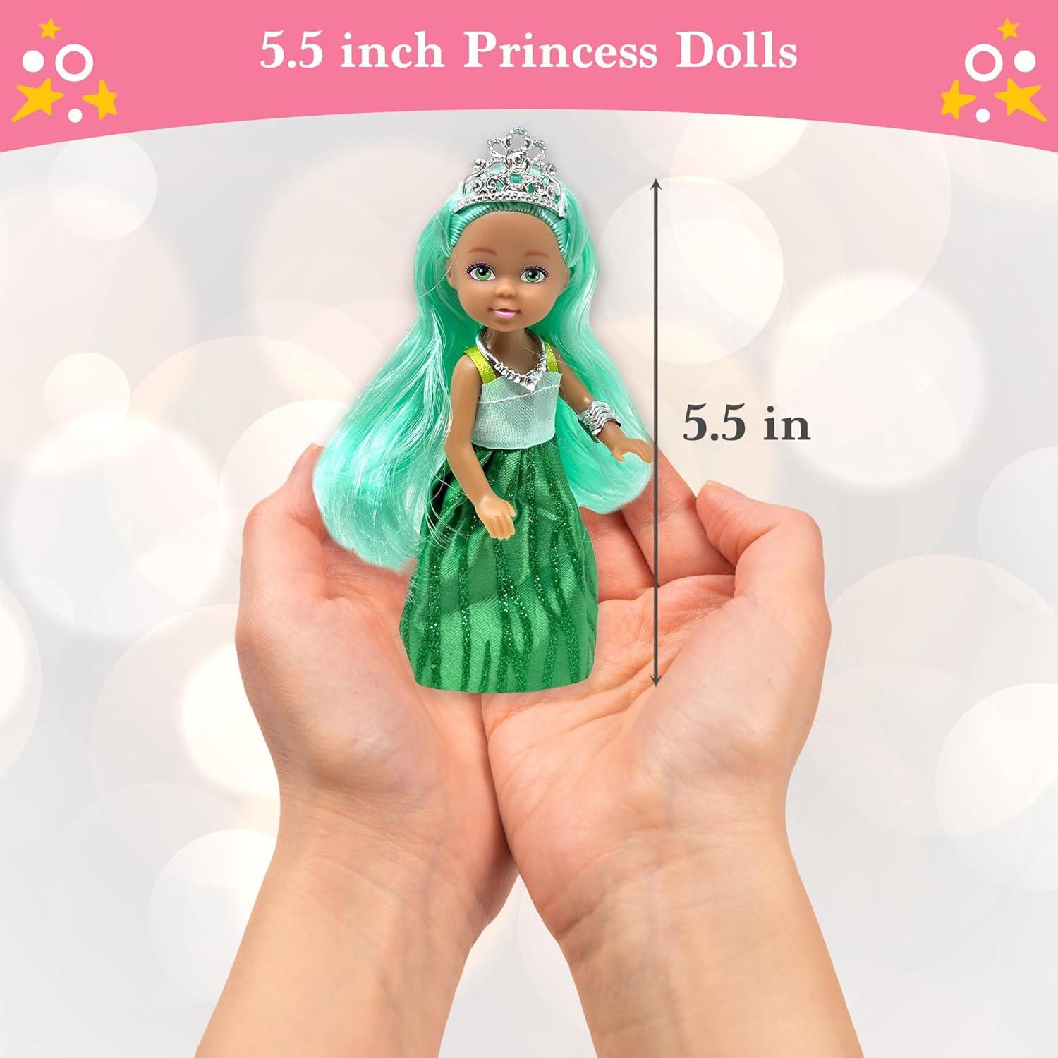 Juego de Muñecas Princesas Pequeñas - 9 Figuras con Tiara