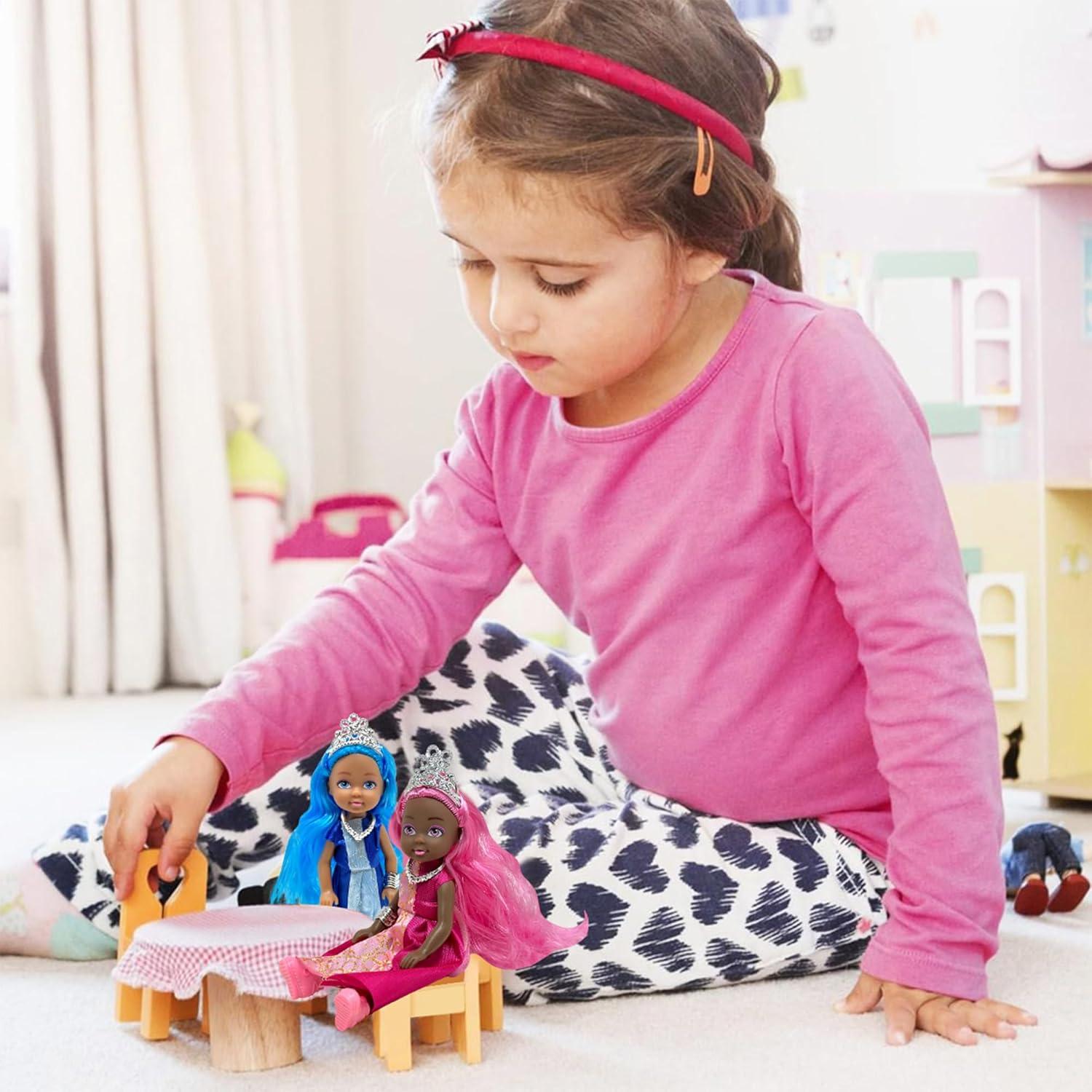 Juego de Muñecas Princesas Pequeñas - 9 Figuras con Tiara