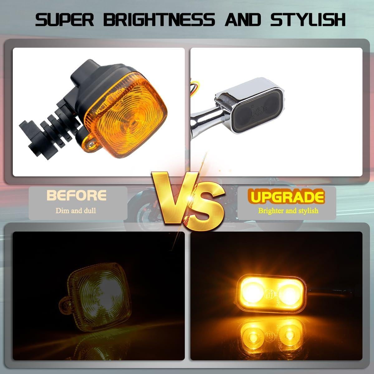 Universal Chrome Rear LED Turn Signals 12V Motorcycle LED Tail Lights Red Brake Taillights Compatible with Honda Grom Suzuki Yamaha MT09 Triumph Kawasaki Harley Sportster Chopper Bob