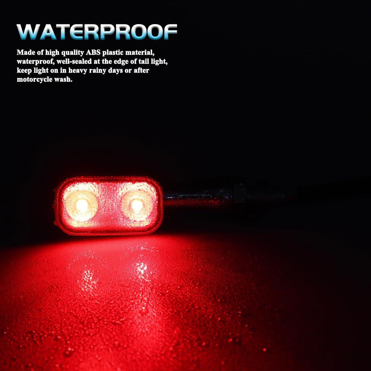 Universal Chrome Rear LED Turn Signals 12V Motorcycle LED Tail Lights Red Brake Taillights Compatible with Honda Grom Suzuki Yamaha MT09 Triumph Kawasaki Harley Sportster Chopper Bob