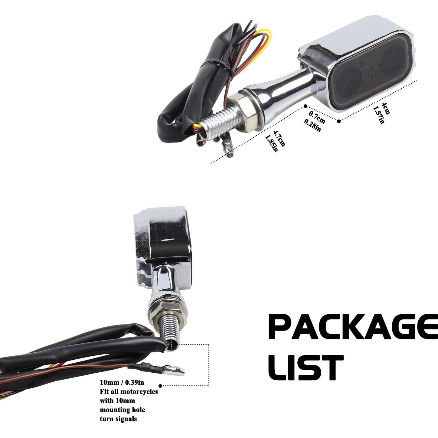 Universal Chrome Rear LED Turn Signals 12V Motorcycle LED Tail Lights Red Brake Taillights Compatible with Honda Grom Suzuki Yamaha MT09 Triumph Kawasaki Harley Sportster Chopper Bob