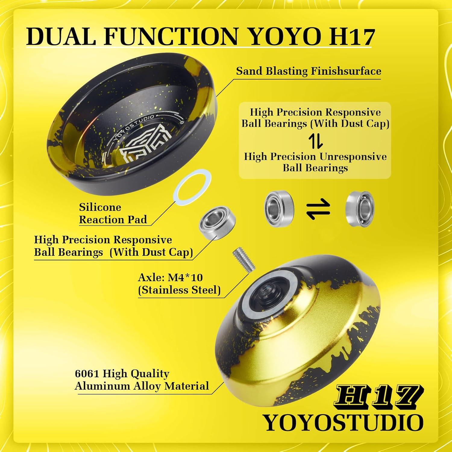 Yoyo Profesional YOYOSTUDIO H17 Doble Función Negro/Dorado