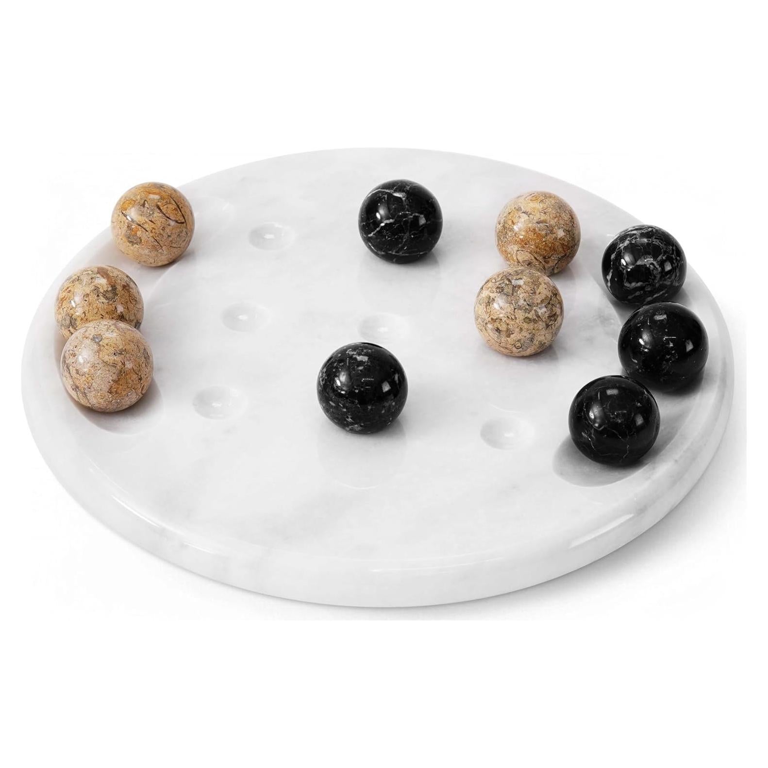 Juego de Tres en Raya de Mármol Radicaln 25.4 cm Negro y Coral