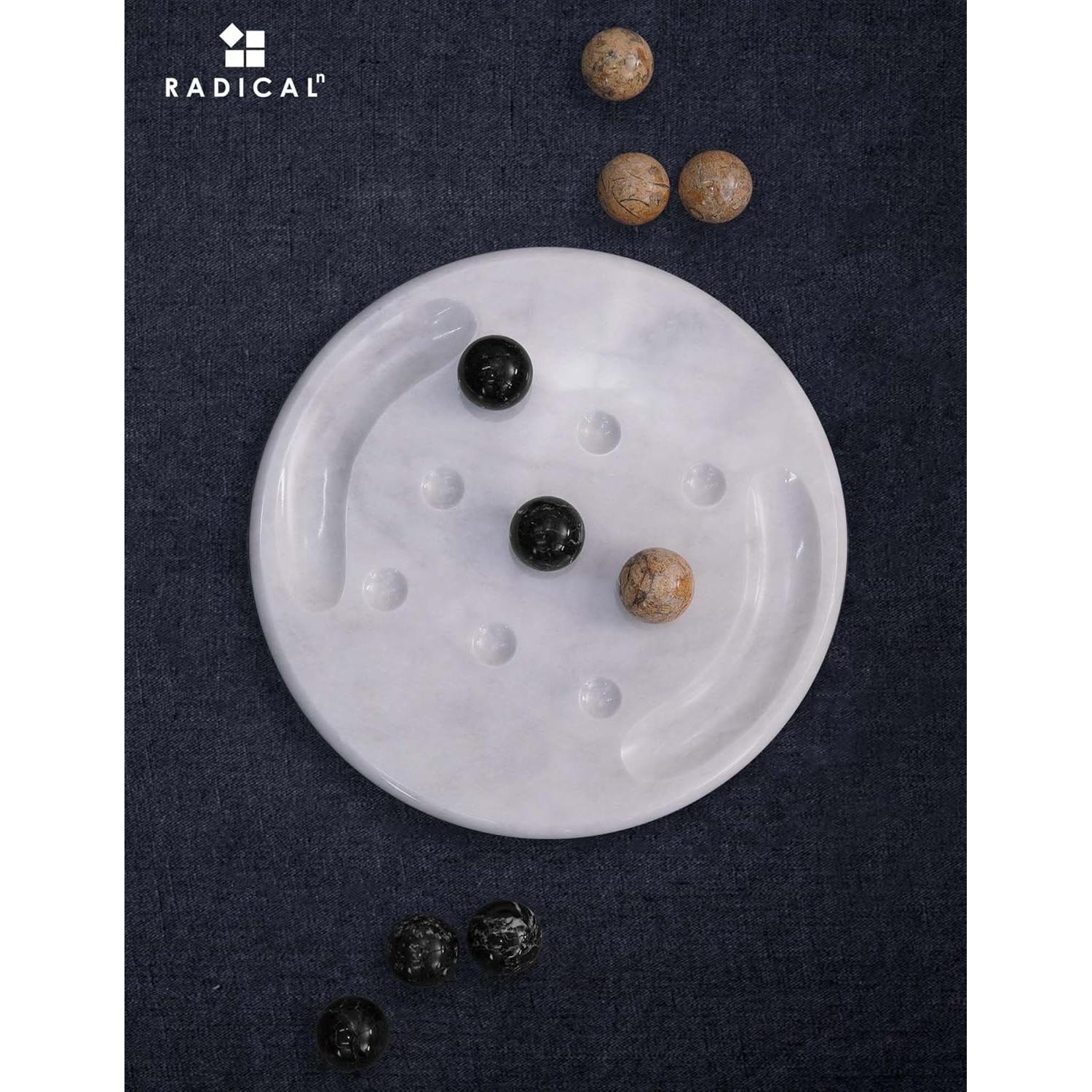 Juego de Tres en Raya de Mármol Radicaln 25.4 cm Negro y Coral