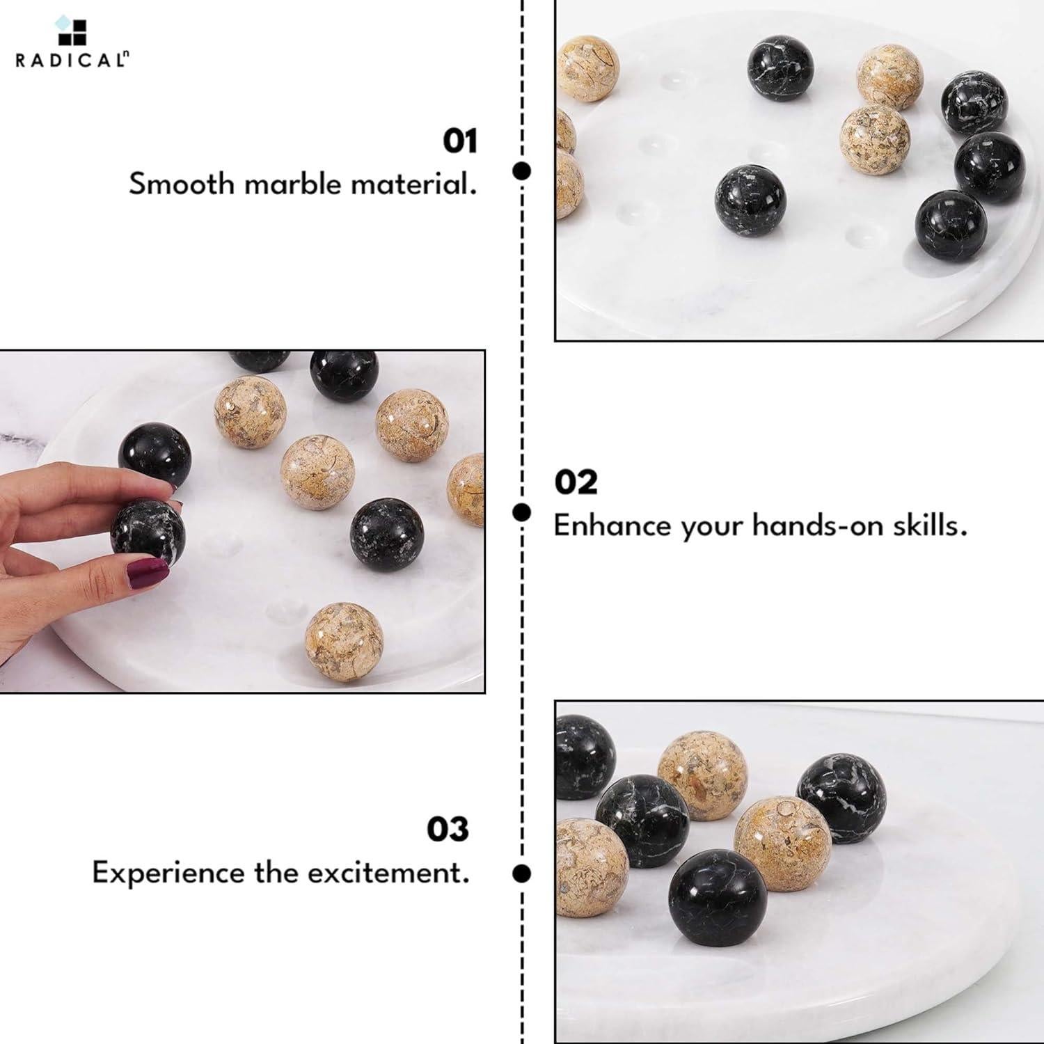 Juego de Tres en Raya de Mármol Radicaln 25.4 cm Negro y Coral