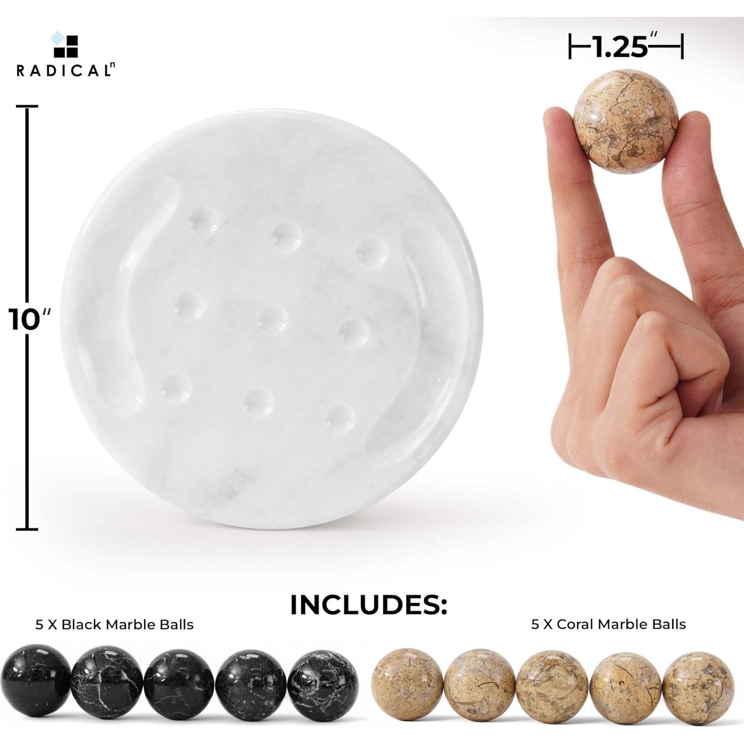 Juego de Tres en Raya de Mármol Radicaln 25.4 cm Negro y Coral