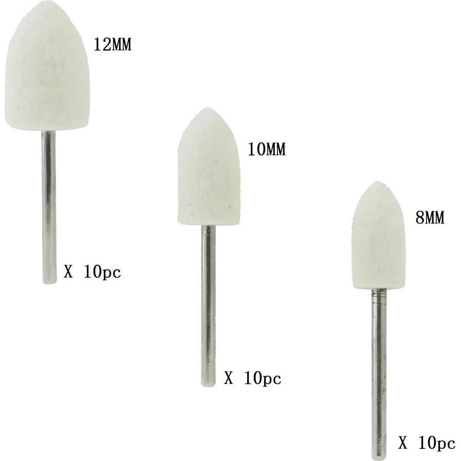 30 Puntas de Pulido de Fieltro Luo Ke Cono 8mm 10mm 12mm