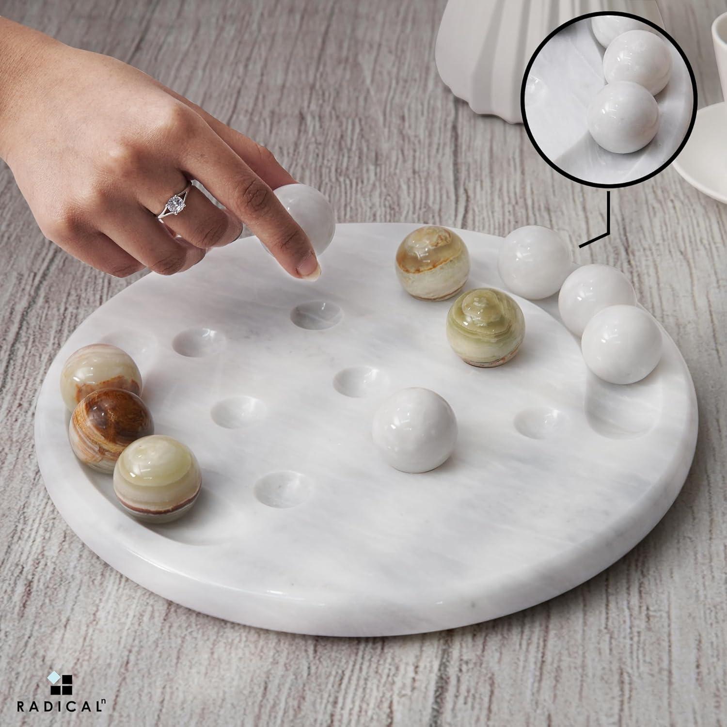 Juego de Tres en Raya Radicaln 25,4 cm Mármol Blanco y Verde