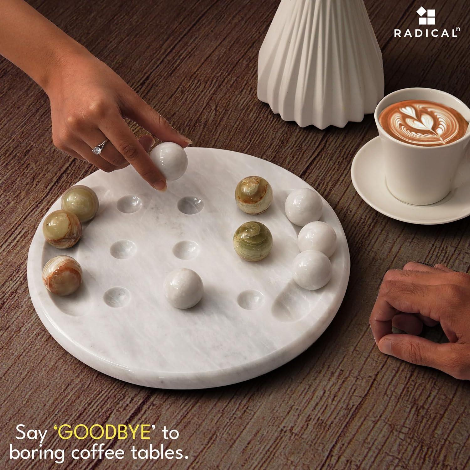 Juego de Tres en Raya Radicaln 25,4 cm Mármol Blanco y Verde