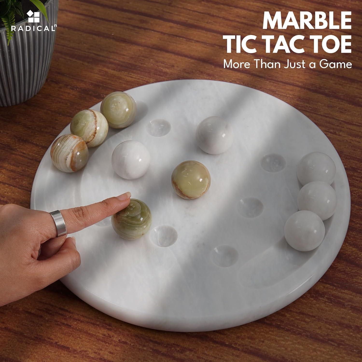 Juego de Tres en Raya Radicaln 25,4 cm Mármol Blanco y Verde