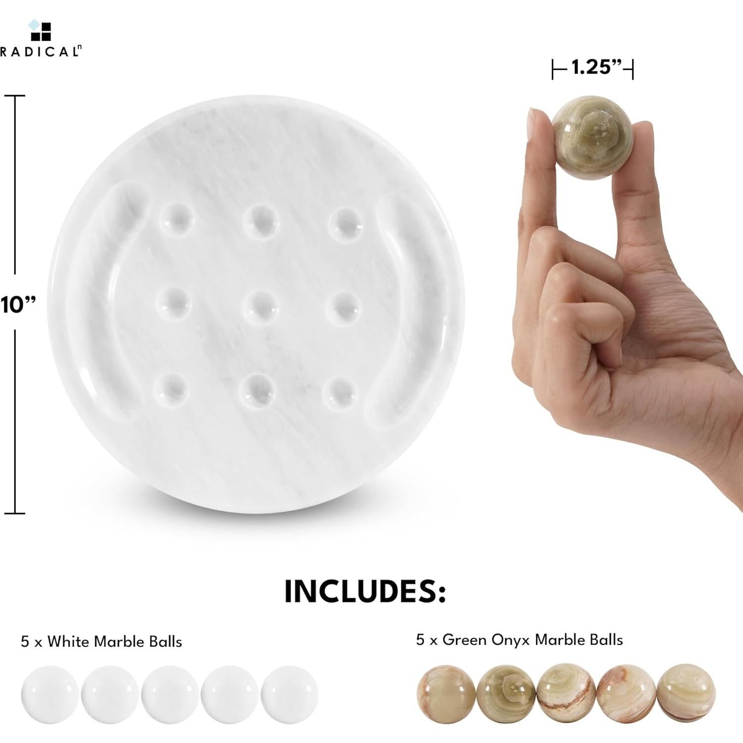 Juego de Tres en Raya Radicaln 25,4 cm Mármol Blanco y Verde