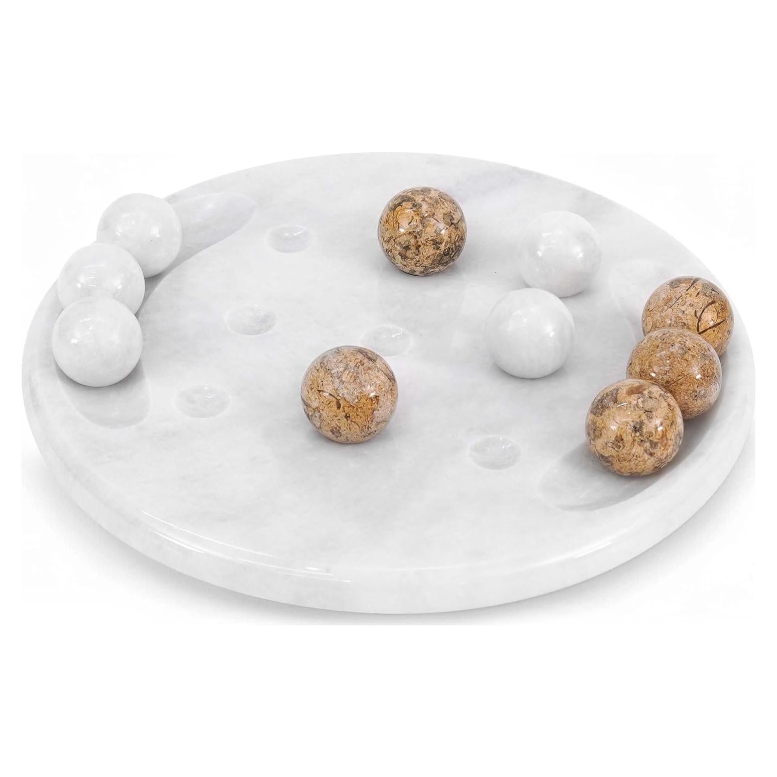 Juego Tres en Raya Radicaln 25,4 cm Mármol Blanco y Coral