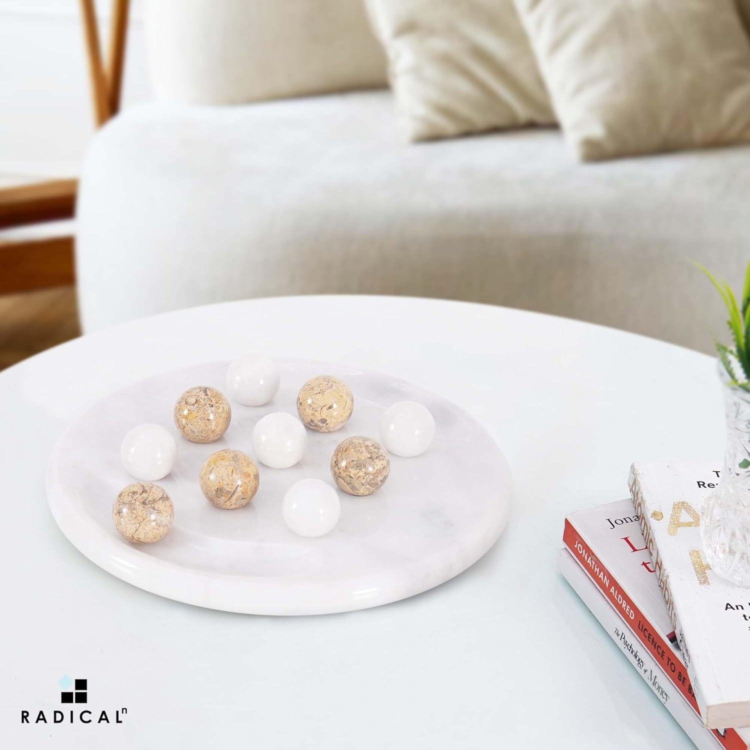 Juego Tres en Raya Radicaln 25,4 cm Mármol Blanco y Coral