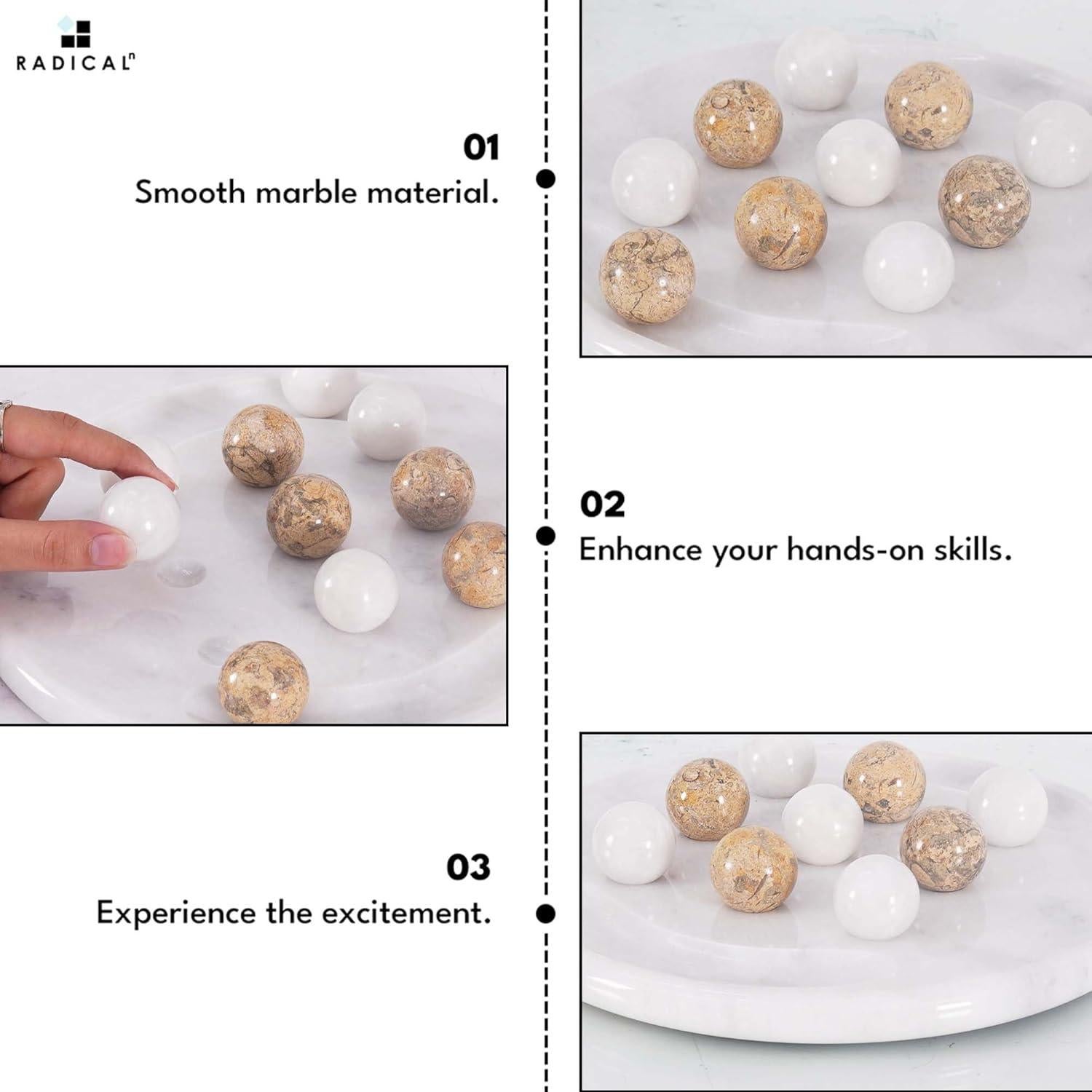 Juego Tres en Raya Radicaln 25,4 cm Mármol Blanco y Coral