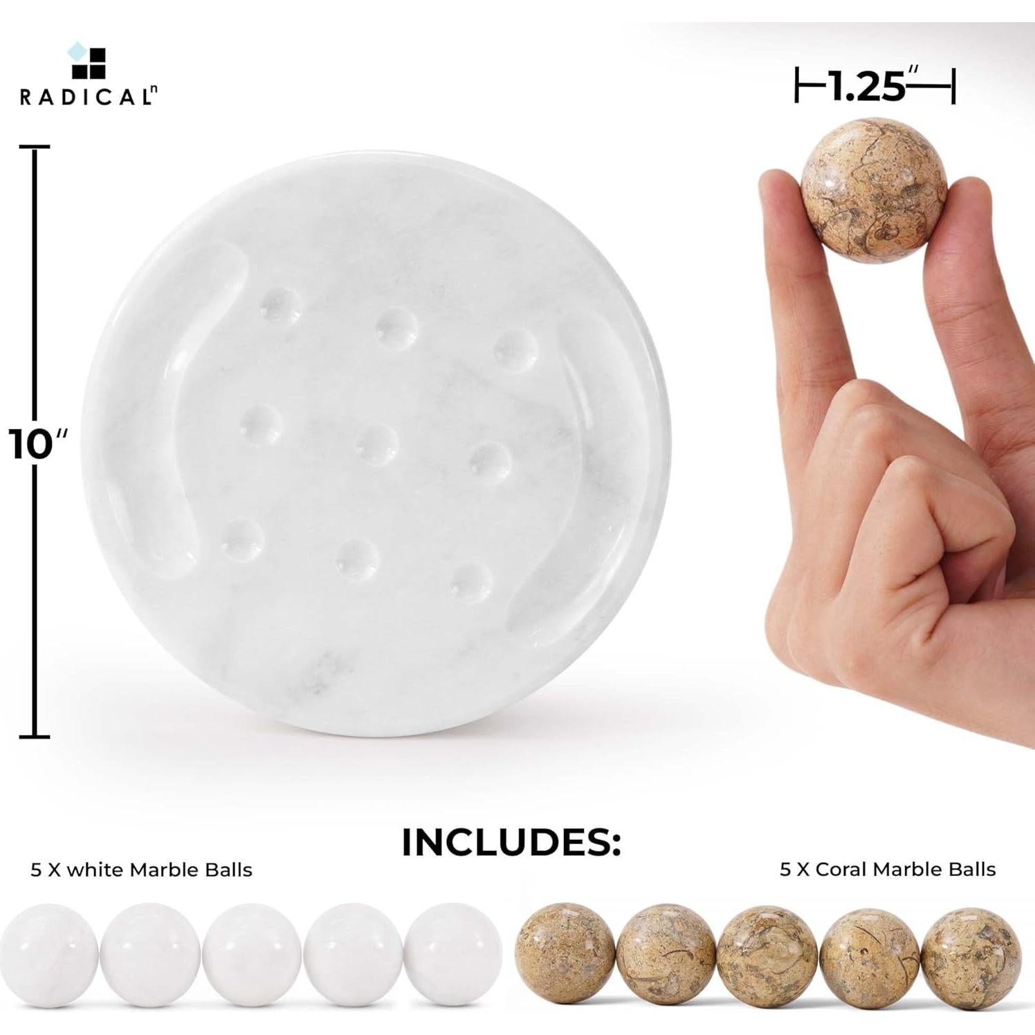 Juego Tres en Raya Radicaln 25,4 cm Mármol Blanco y Coral