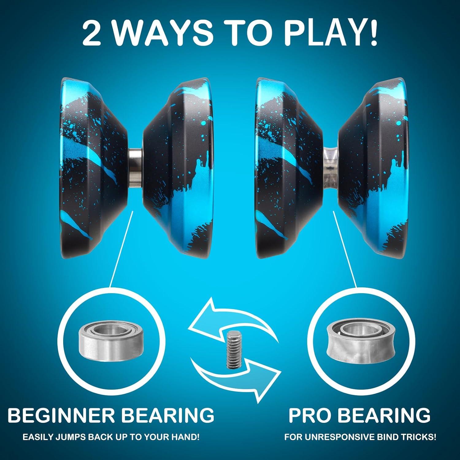 Yo-Yo Profesional FETESNICE LY001 Metal Negro-Azul