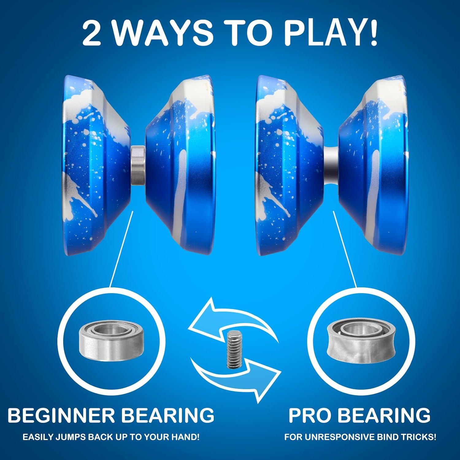 Yoyo Profesional FETESNICE LY001 Metal Azul Plateado