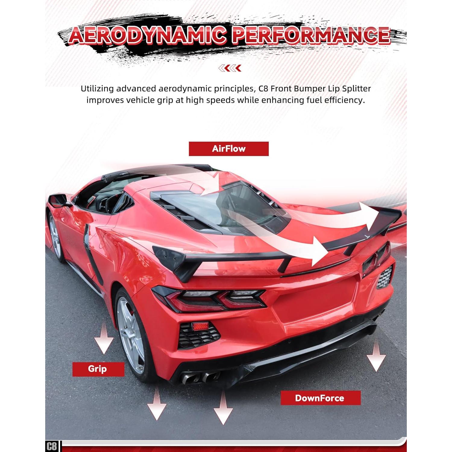 Alerón Trasero Alto Kingcher C589 para Corvette C8 2020-2025