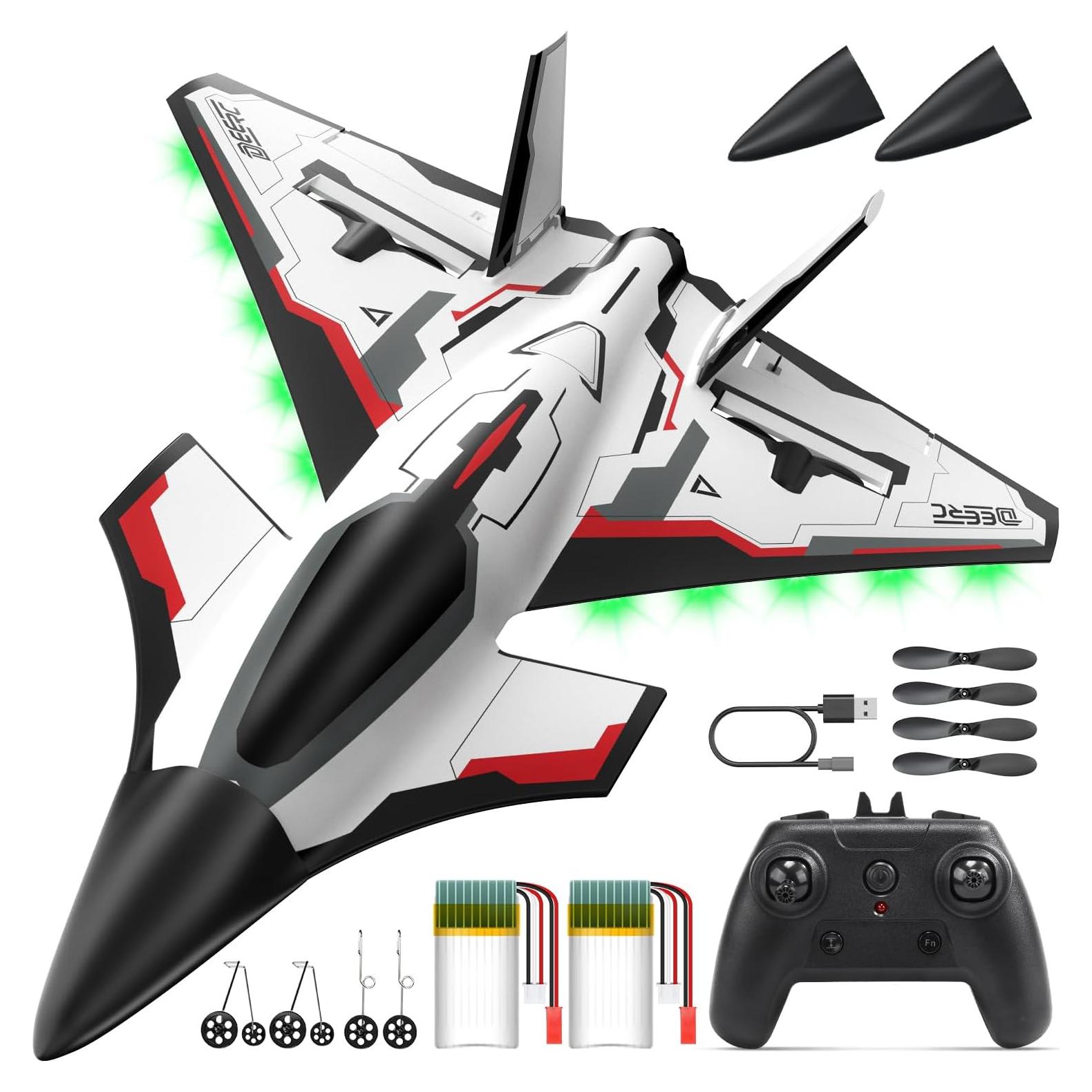 Avión RC DEERC Futuro 4CH con Luces LED y Giroscopio