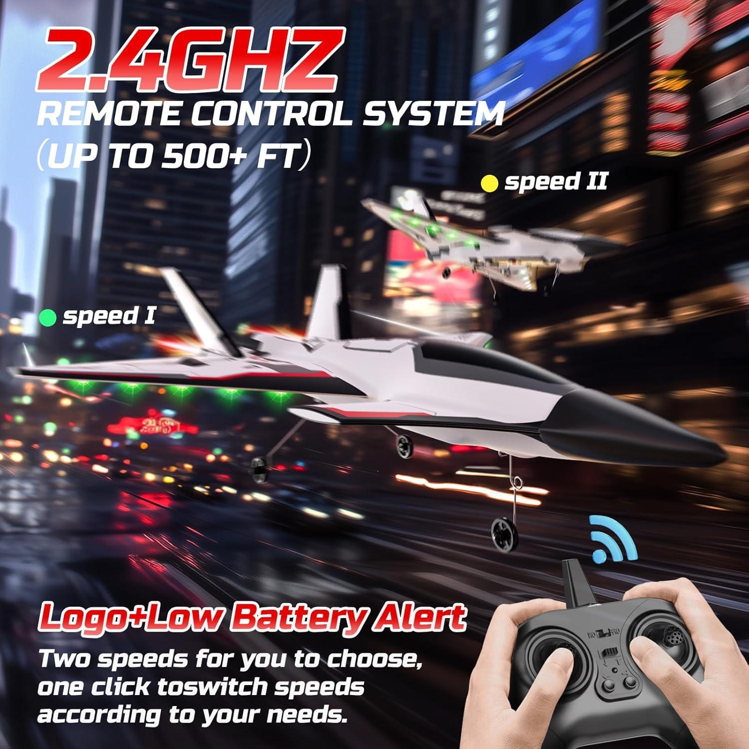 Avión RC DEERC Futuro 4CH con Luces LED y Giroscopio