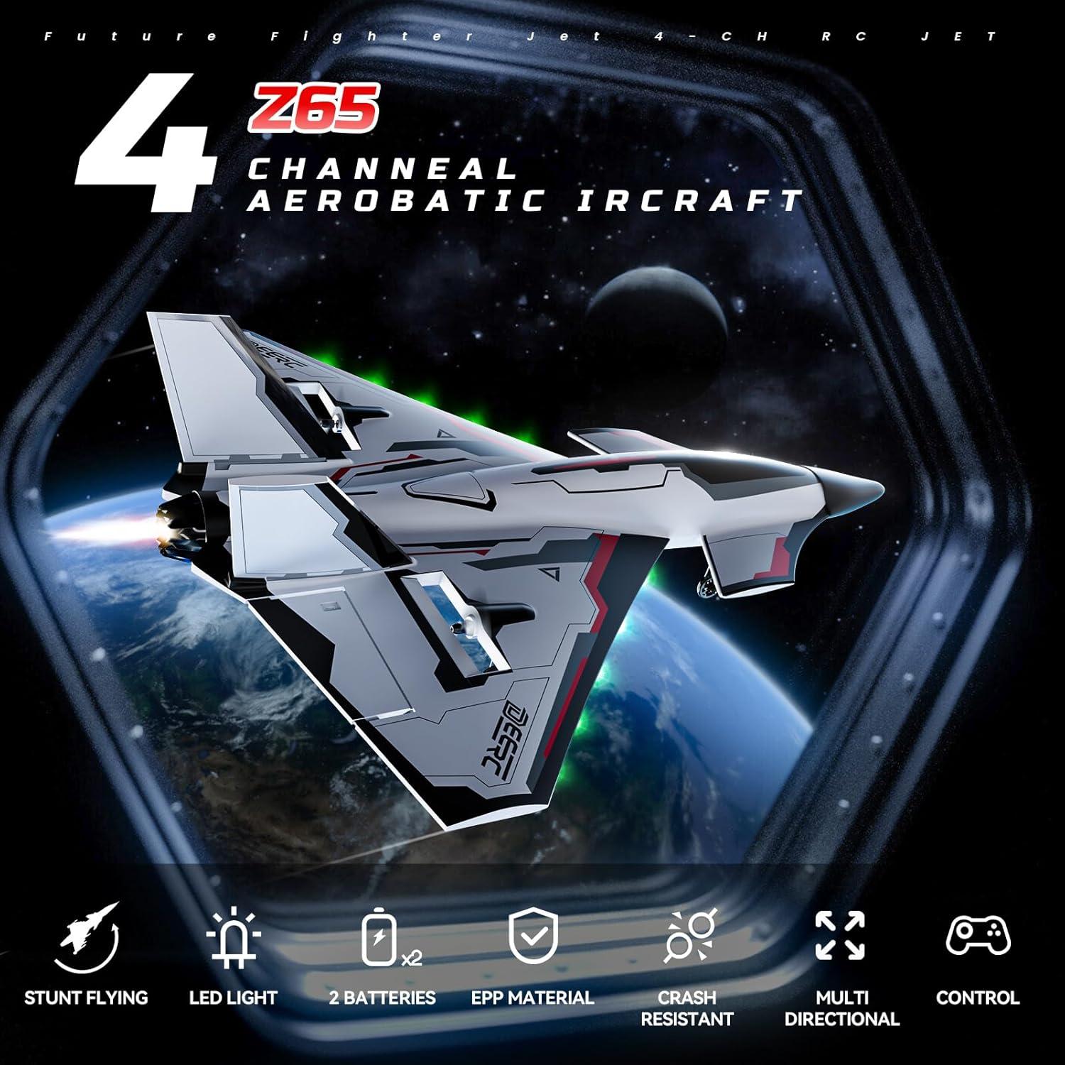 Avión RC DEERC Futuro 4CH con Luces LED y Giroscopio