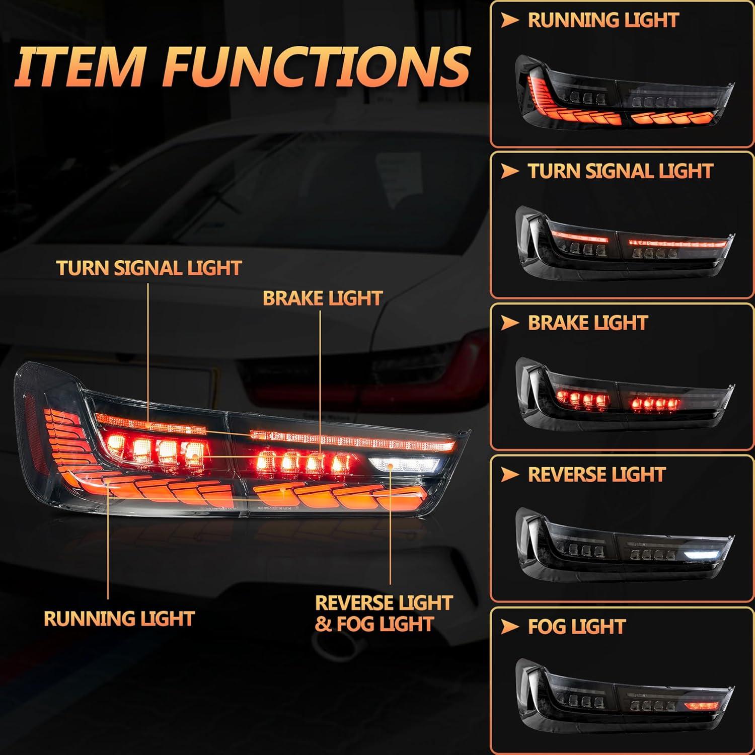 Luces Traseras VLAND para BMW Serie 3 G20 2019-2024, Ahumadas