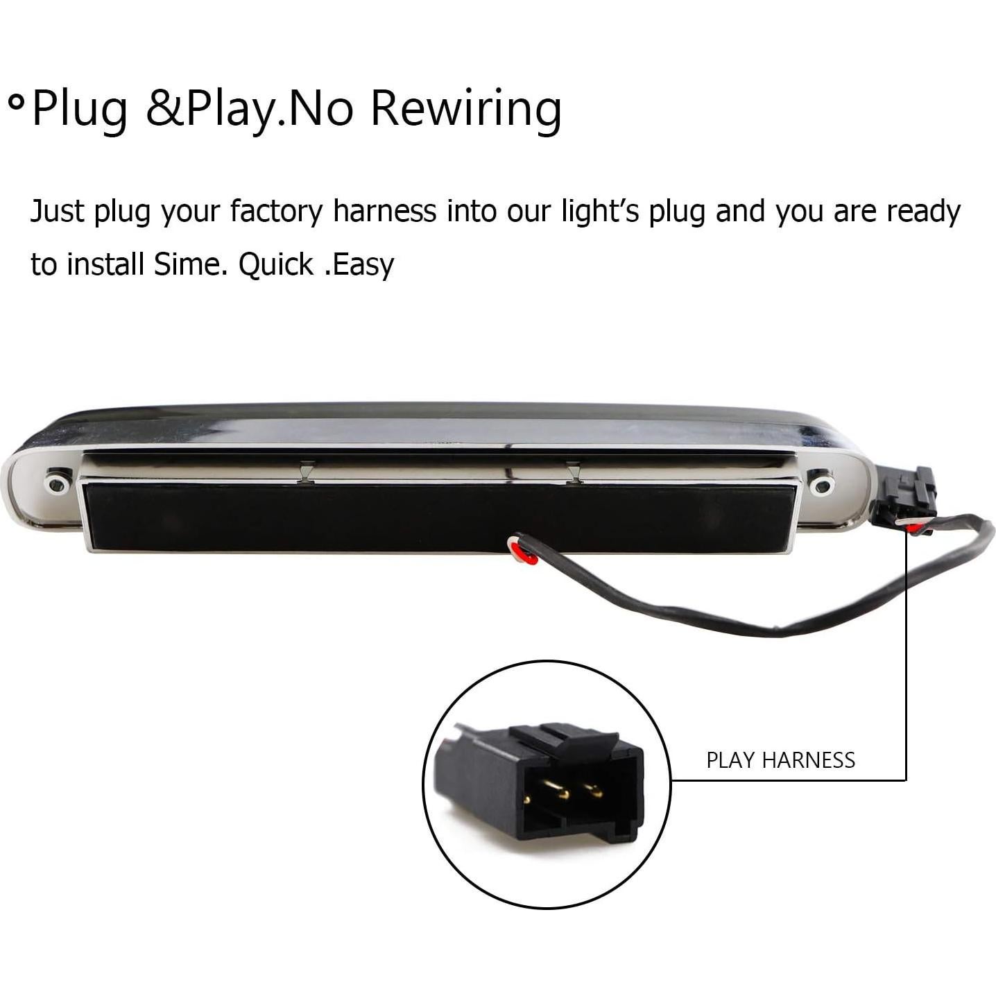 Luz de freno de tercera Tresound cromada ahumada para Ford y Mazda