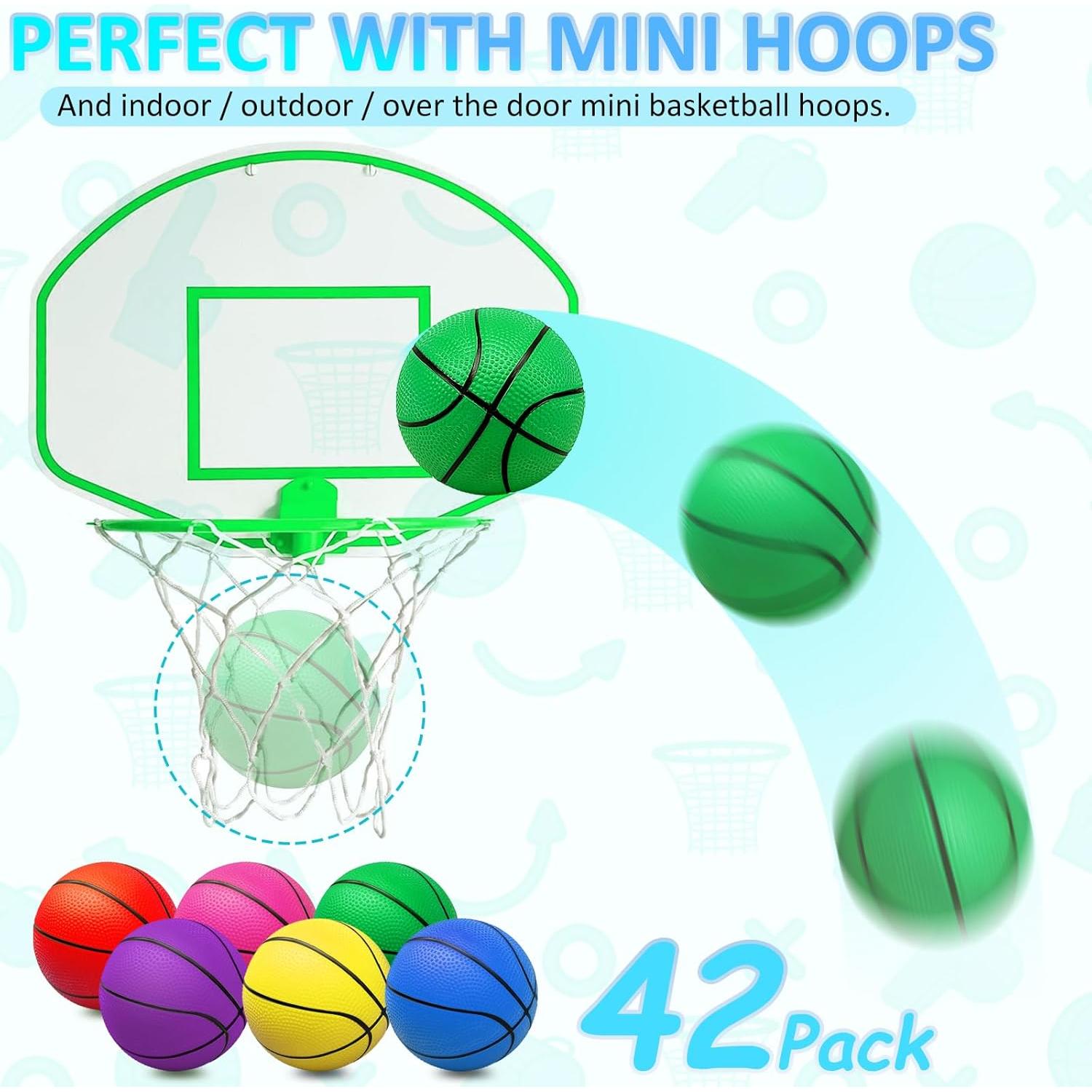 42 Mini Balones de Baloncesto PVC Oleitodh 12,7 cm Coloridos