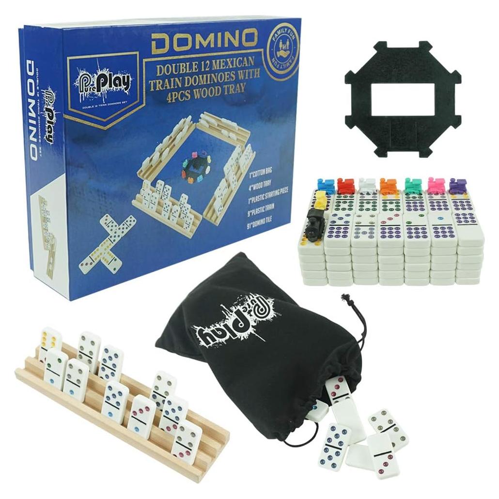 Juego de Dominó Mexicano Huagu Doble 12 con Bandejas