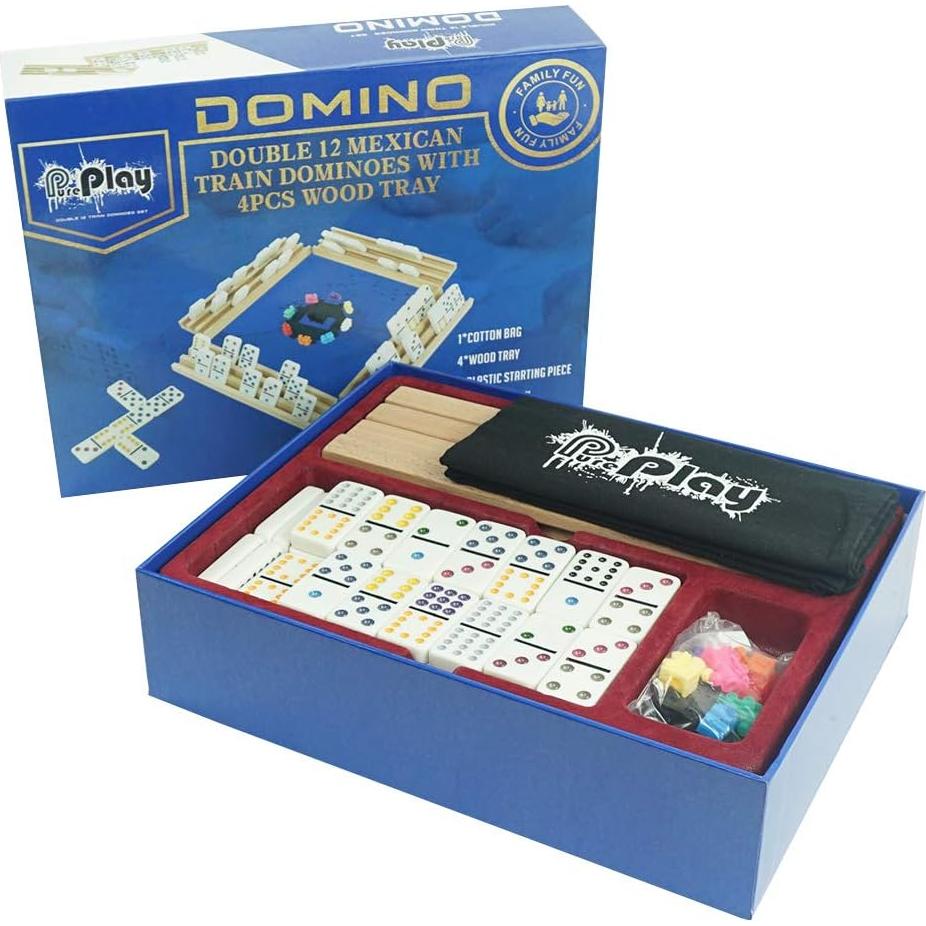 Juego de Dominó Mexicano Huagu Doble 12 con Bandejas