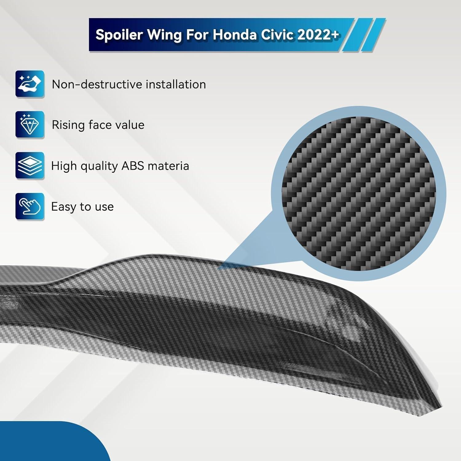 Alerón Trasero AUTOXBERT para Honda Civic 2022-2025 ABS Fibra de Carbono