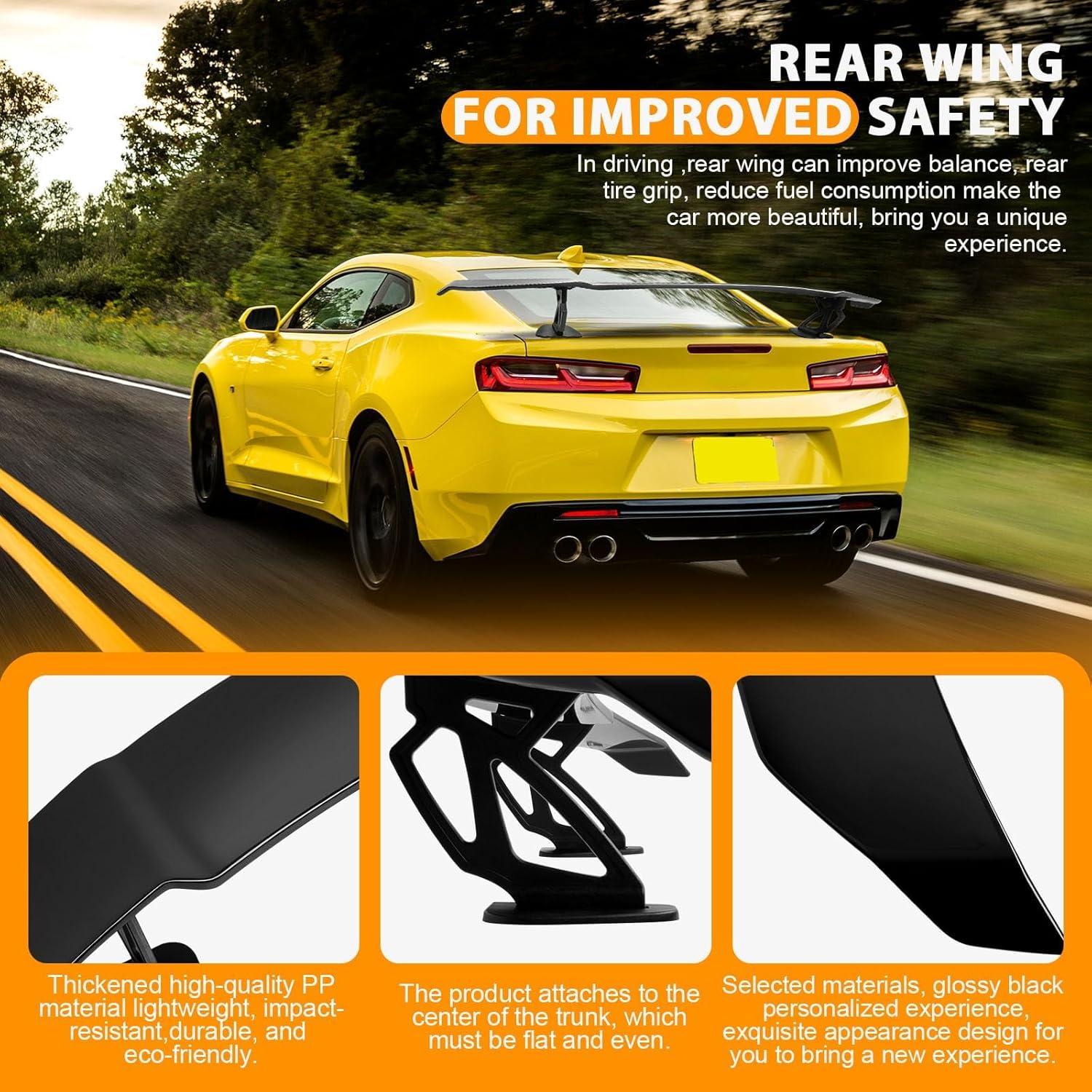 Alerón Trasero GT Wing 145cm DEERMOTO Negro Brillante