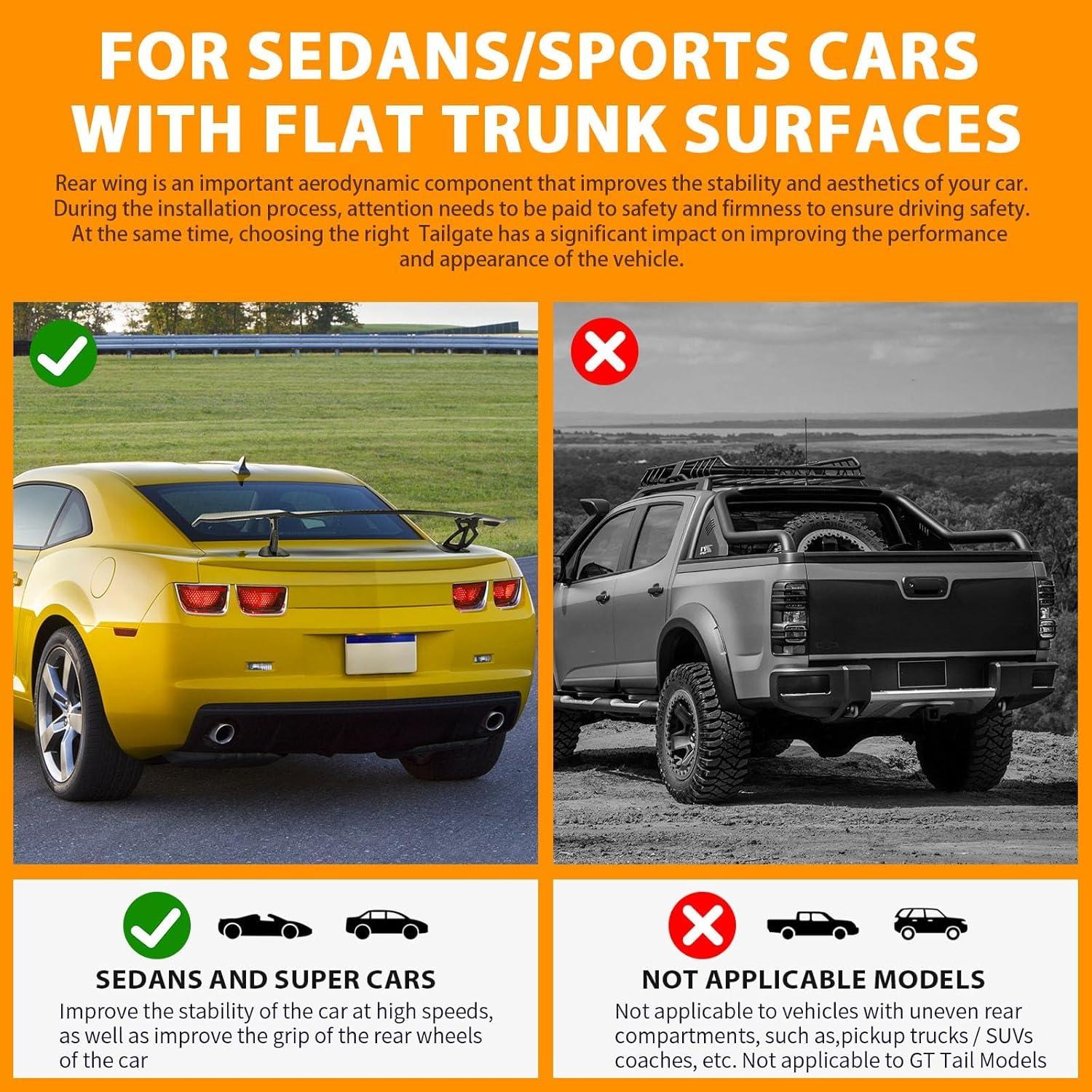 Alerón Trasero GT Wing 145cm DEERMOTO Negro Brillante