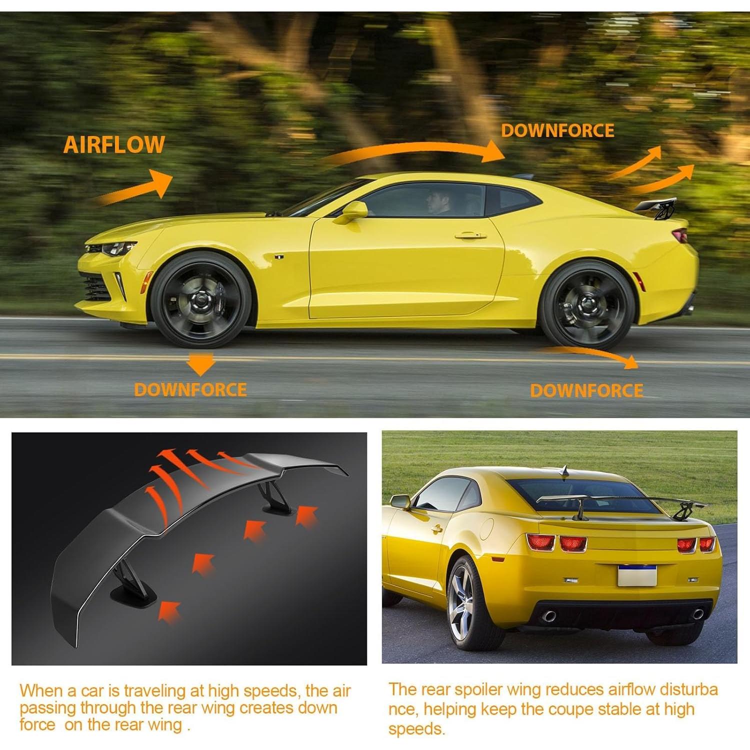 Alerón Trasero GT Wing 145cm DEERMOTO Negro Brillante