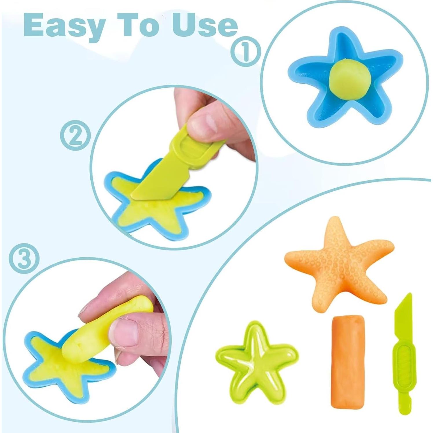 Set de Juguetes de Masa Yiklucg 12 Moldes Oceánicos 5 Colores