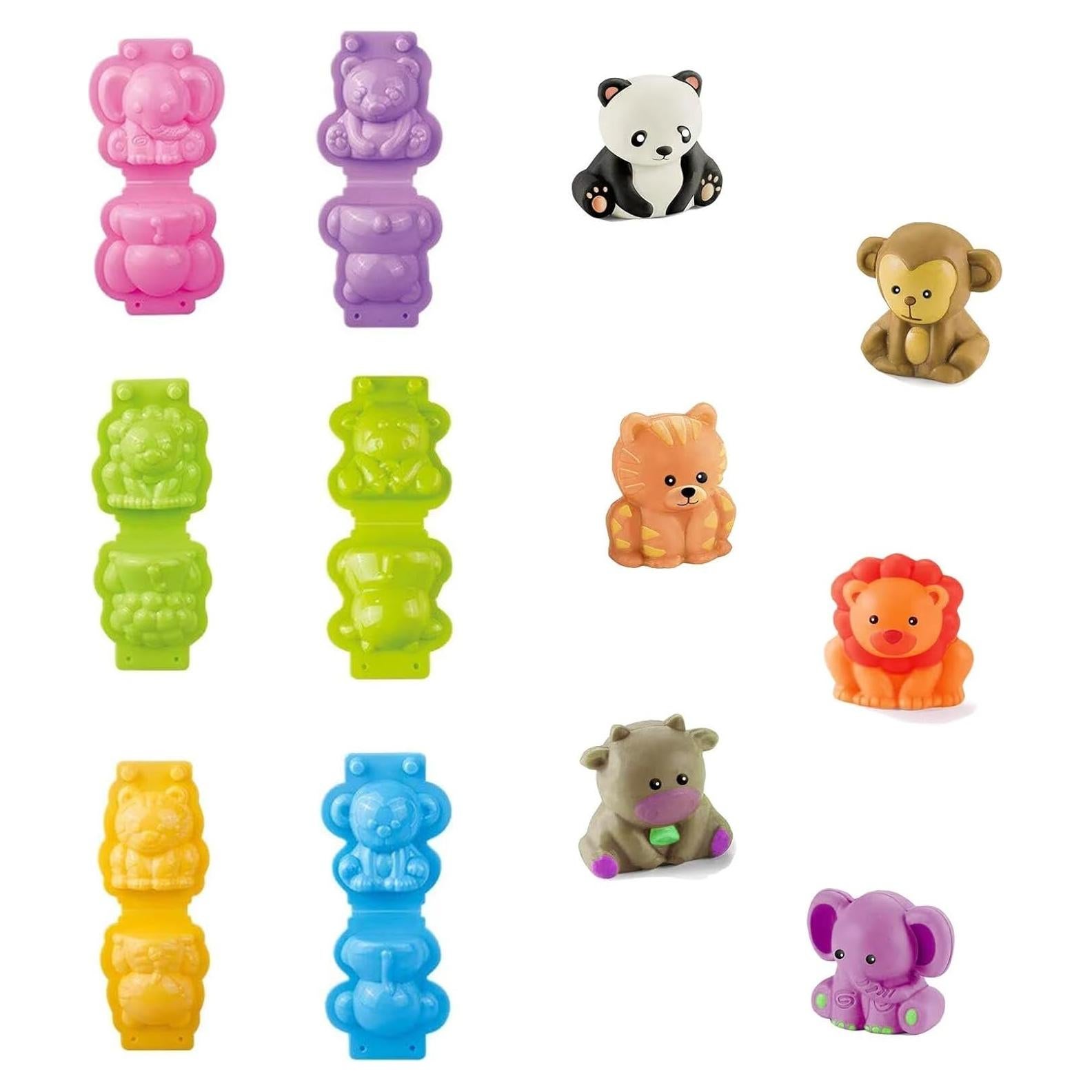 Set de 6 Moldes de Animales Yiklucg con 5 Arcillas Coloridas