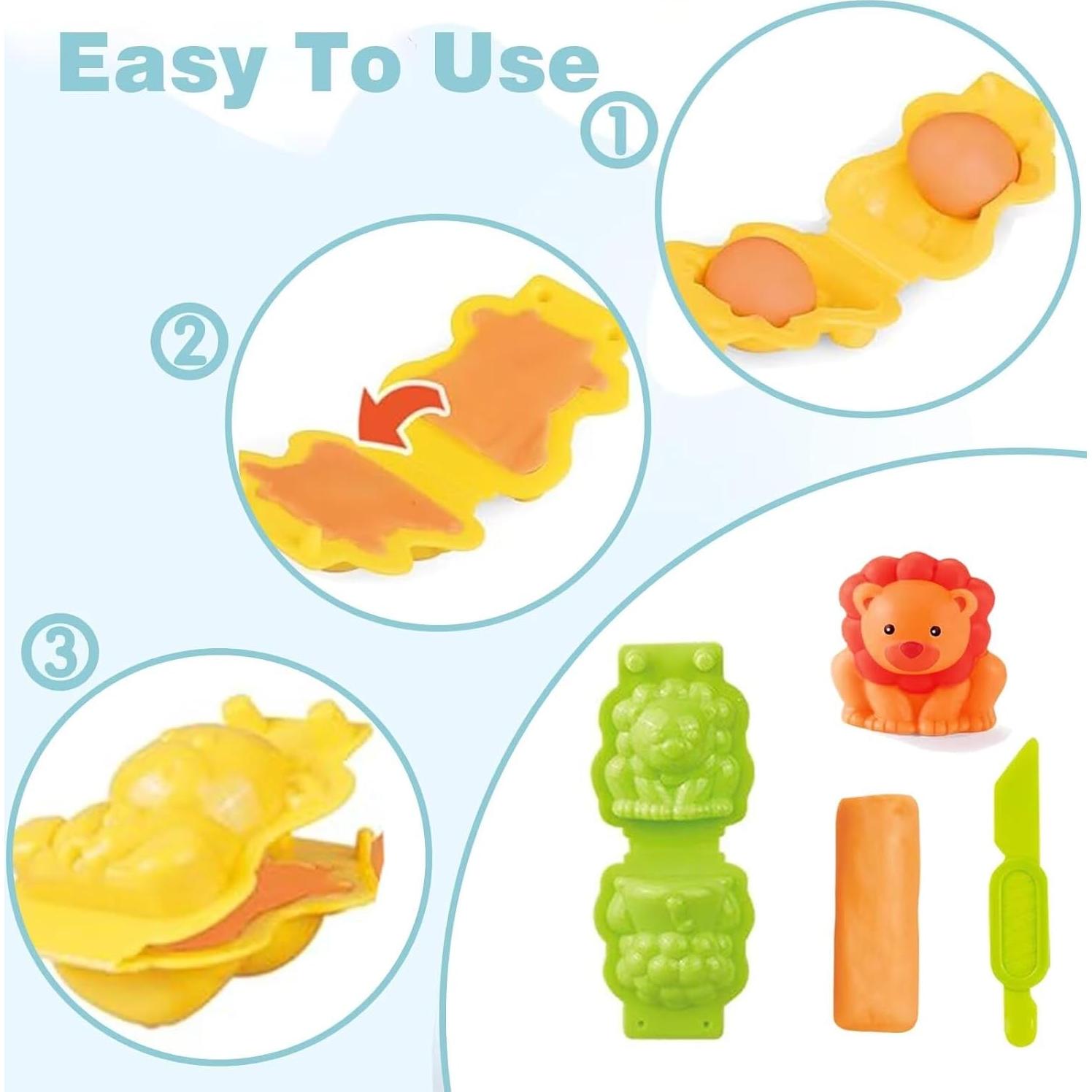 Set de 6 Moldes de Animales Yiklucg con 5 Arcillas Coloridas