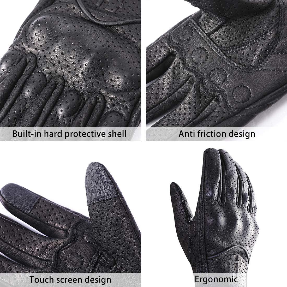 Guantes de motocicleta Harssidanzar GM028 Cuero Táctil