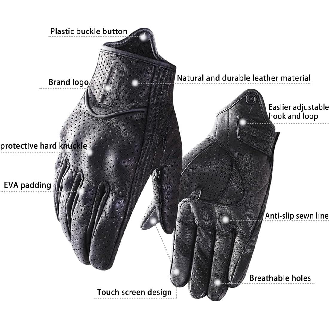 Guantes de motocicleta Harssidanzar GM028 Cuero Táctil