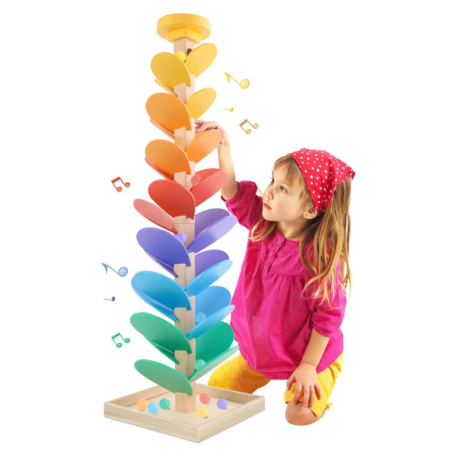 Juego de Canicas de Madera RECEKA Árbol Musical 49 Piezas