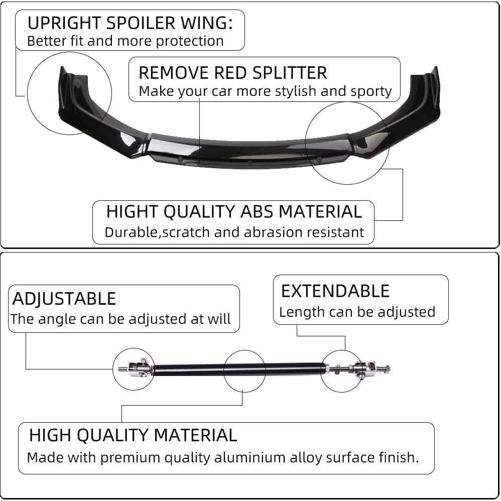 Divisores de Labio Frontal Negro DREAMIZER para Autos Universales