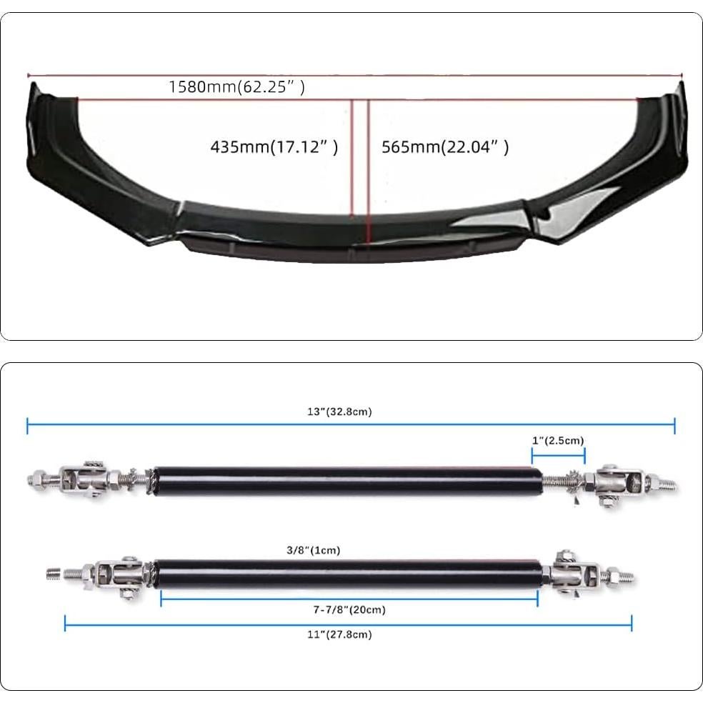 Divisores de Labio Frontal Negro DREAMIZER para Autos Universales