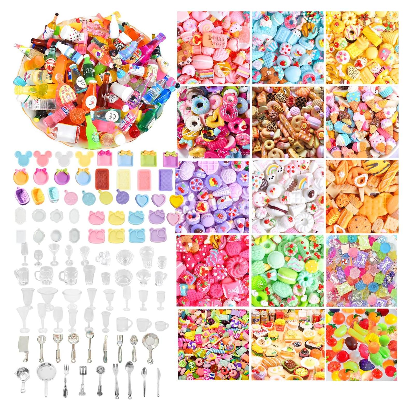 Set 150 Miniaturas Comida y Bebidas para Casa de Muñecas 1:12